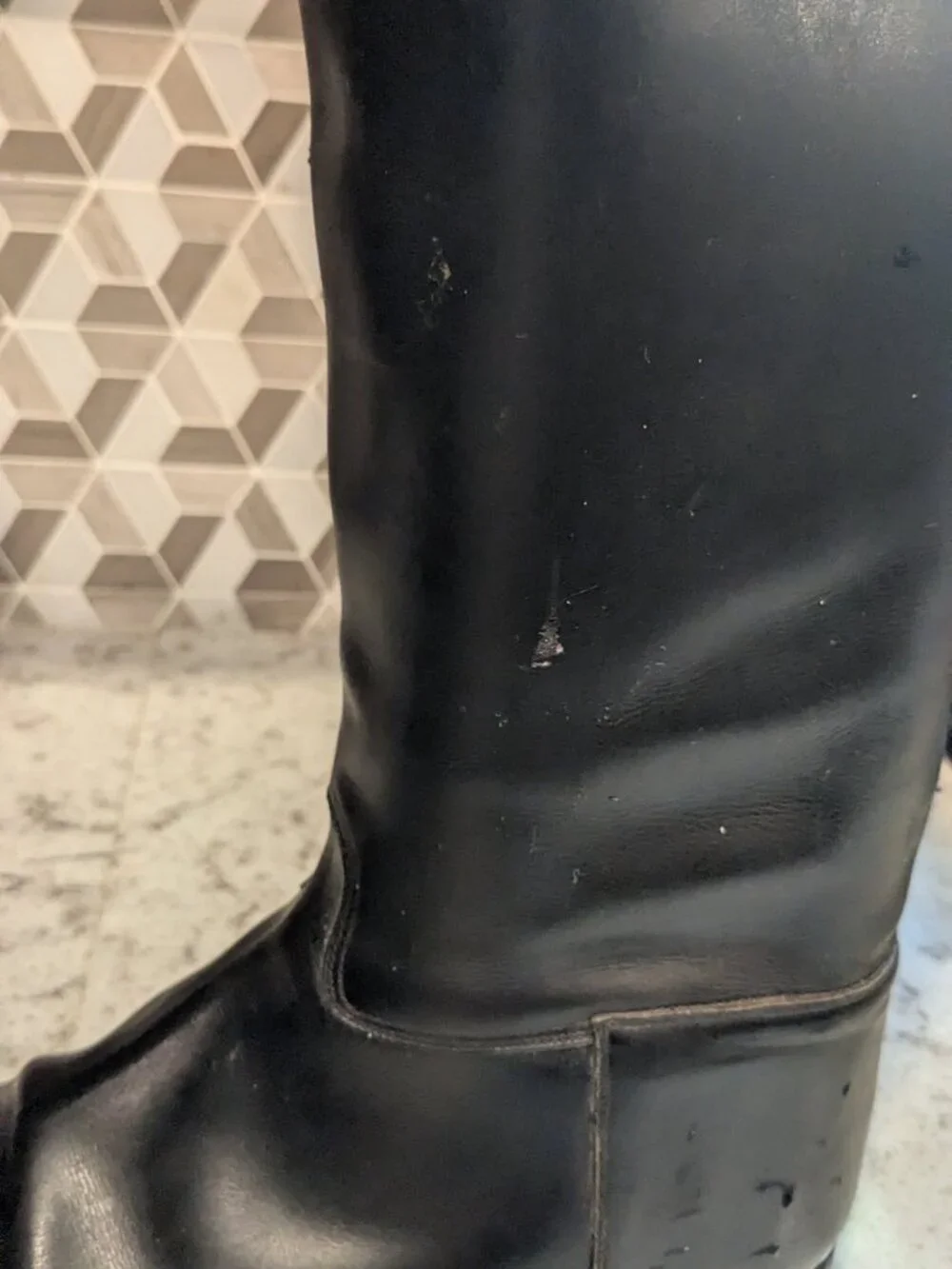 Vintage English Riding Equestrian Tall Boots 7.5 Black Leather